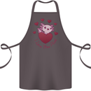 I Love You Alotl Valentines Day Axoloti Cotton Apron 100% Organic Dark Grey