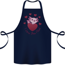 I Love You Alotl Valentines Day Axoloti Cotton Apron 100% Organic Navy Blue