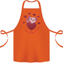 I Love You Alotl Valentines Day Axoloti Cotton Apron 100% Organic Orange