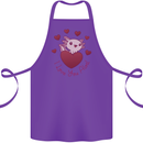 I Love You Alotl Valentines Day Axoloti Cotton Apron 100% Organic Purple