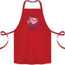 I Love You Alotl Valentines Day Axoloti Cotton Apron 100% Organic Red