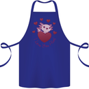 I Love You Alotl Valentines Day Axoloti Cotton Apron 100% Organic Royal Blue