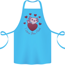 I Love You Alotl Valentines Day Axoloti Cotton Apron 100% Organic Turquoise