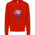 I Love You Alotl Valentines Day Axoloti Kids Sweatshirt Jumper Bright Red