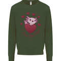 I Love You Alotl Valentines Day Axoloti Kids Sweatshirt Jumper Forest Green