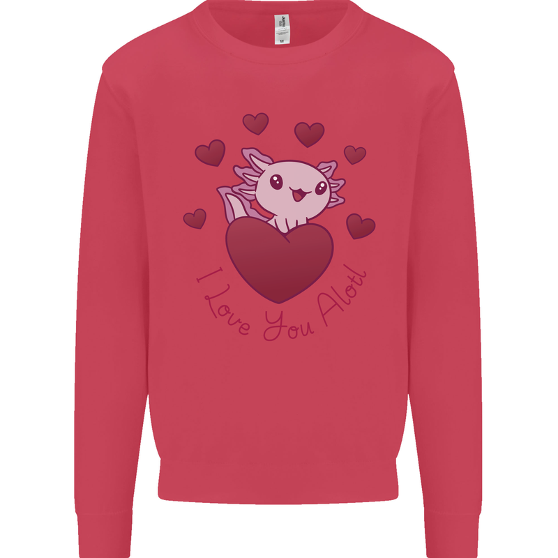 I Love You Alotl Valentines Day Axoloti Kids Sweatshirt Jumper Heliconia