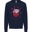 I Love You Alotl Valentines Day Axoloti Kids Sweatshirt Jumper Navy Blue