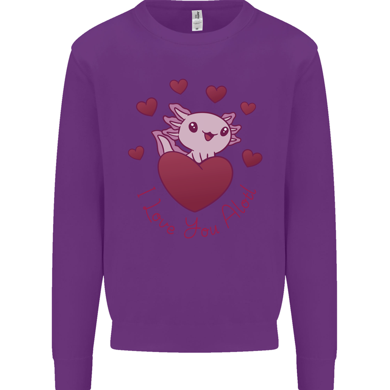 I Love You Alotl Valentines Day Axoloti Kids Sweatshirt Jumper Purple