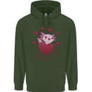 I Love You Alotl Valentines Day Axoloti Mens 80% Cotton Hoodie Forest Green