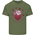 I Love You Alotl Valentines Day Axoloti Mens Cotton T-Shirt Tee Top Military Green