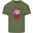 I Love You Alotl Valentines Day Axoloti Mens Cotton T-Shirt Tee Top Military Green