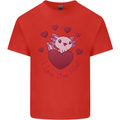 I Love You Alotl Valentines Day Axoloti Mens Cotton T-Shirt Tee Top Red