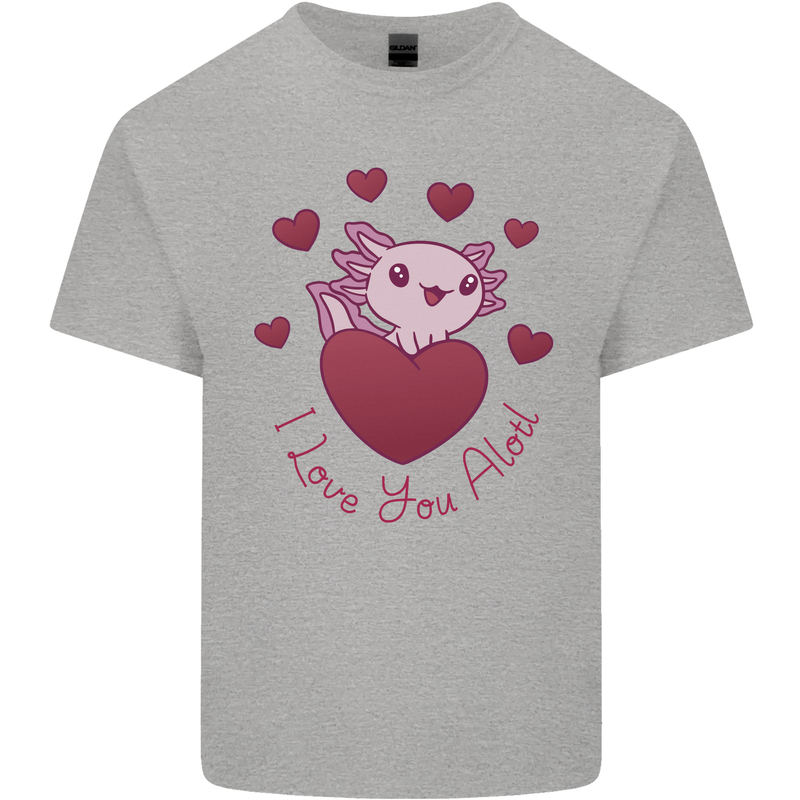 I Love You Alotl Valentines Day Axoloti Mens Cotton T-Shirt Tee Top Sports Grey