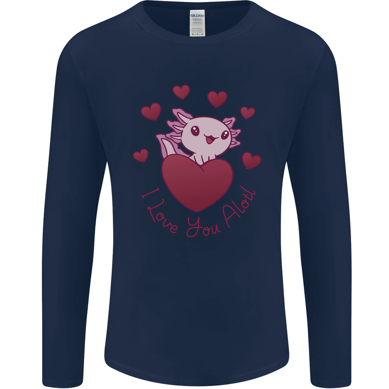 I Love You Alotl Valentines Day Axoloti Mens Long Sleeve T-Shirt Navy Blue