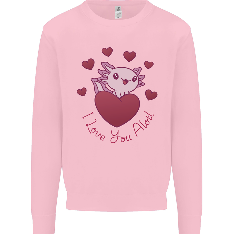 I Love You Alotl Valentines Day Axoloti Mens Sweatshirt Jumper Light Pink