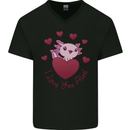 I Love You Alotl Valentines Day Axoloti Mens V-Neck Cotton T-Shirt Black