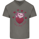 I Love You Alotl Valentines Day Axoloti Mens V-Neck Cotton T-Shirt Charcoal