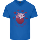 I Love You Alotl Valentines Day Axoloti Mens V-Neck Cotton T-Shirt Royal Blue