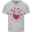 I Love You Alotl Valentines Day Axoloti Mens V-Neck Cotton T-Shirt Sports Grey