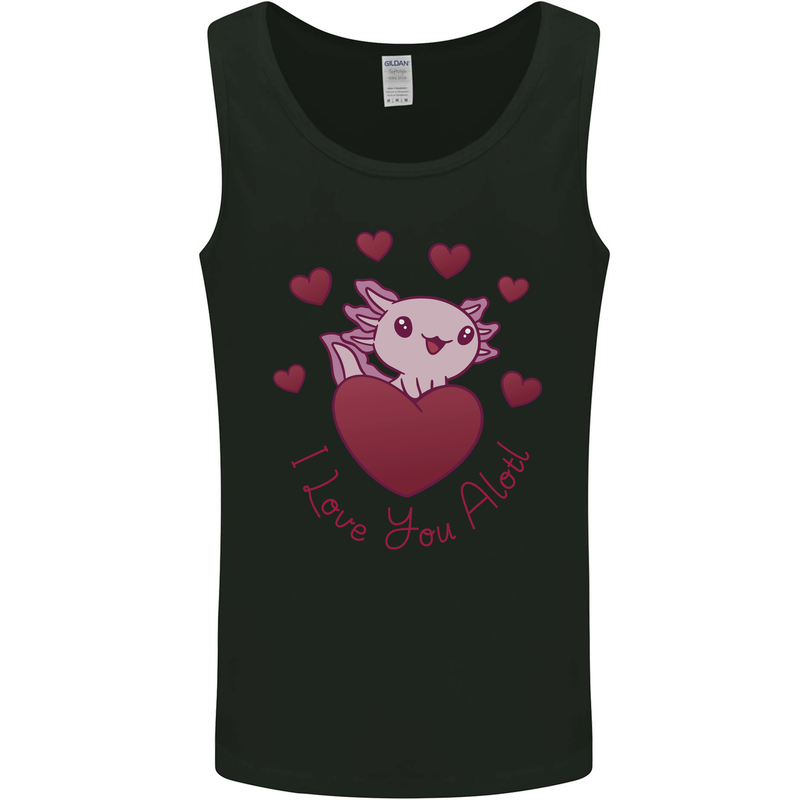 I Love You Alotl Valentines Day Axoloti Mens Vest Tank Top Black