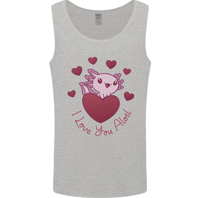 I Love You Alotl Valentines Day Axoloti Mens Vest Tank Top Sports Grey