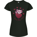 I Love You Alotl Valentines Day Axoloti Womens Petite Cut T-Shirt Black