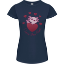 I Love You Alotl Valentines Day Axoloti Womens Petite Cut T-Shirt Navy Blue