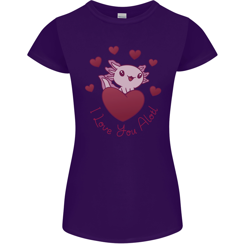 I Love You Alotl Valentines Day Axoloti Womens Petite Cut T-Shirt Purple