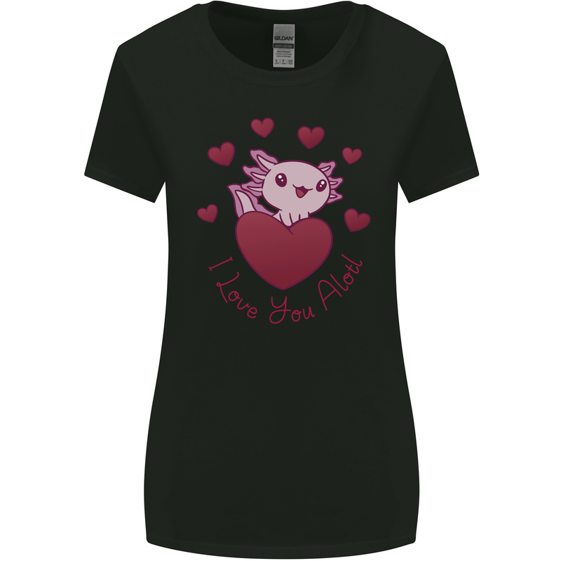 I Love You Alotl Valentines Day Axoloti Womens Wider Cut T-Shirt Black