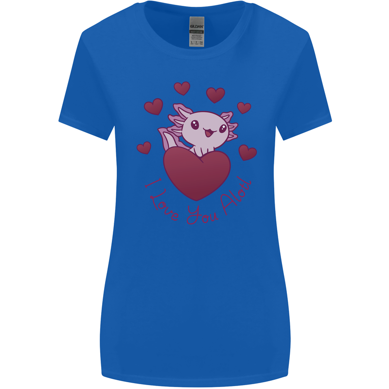 I Love You Alotl Valentines Day Axoloti Womens Wider Cut T-Shirt Royal Blue