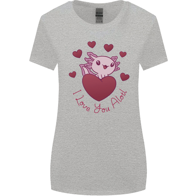 I Love You Alotl Valentines Day Axoloti Womens Wider Cut T-Shirt Sports Grey