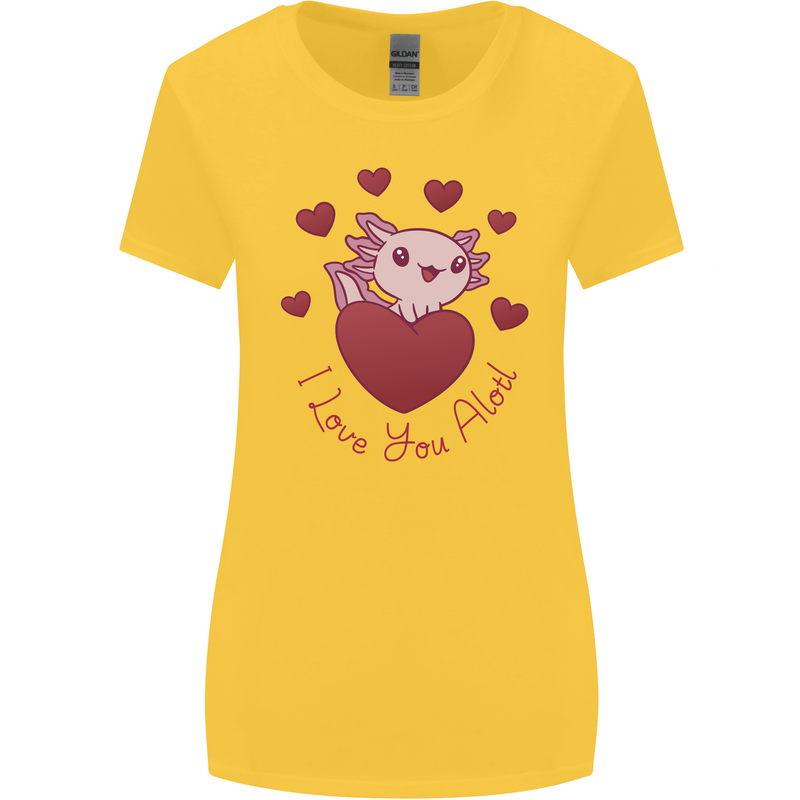 I Love You Alotl Valentines Day Axoloti Womens Wider Cut T-Shirt Yellow