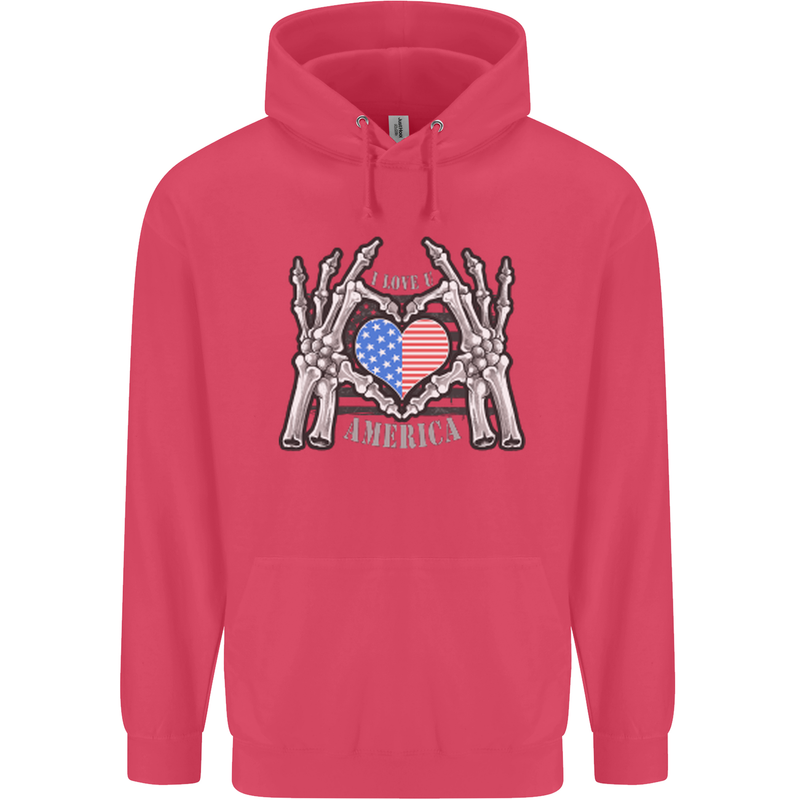I Love You America 4th of July USA Flag Childrens Kids Hoodie Heliconia