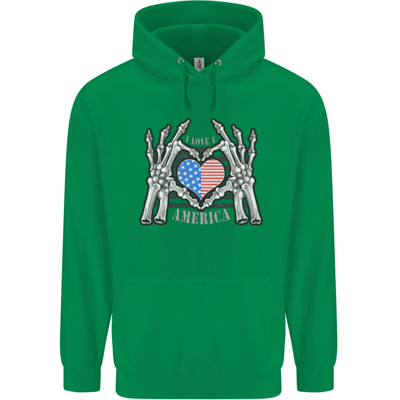 I Love You America 4th of July USA Flag Childrens Kids Hoodie Irish Green