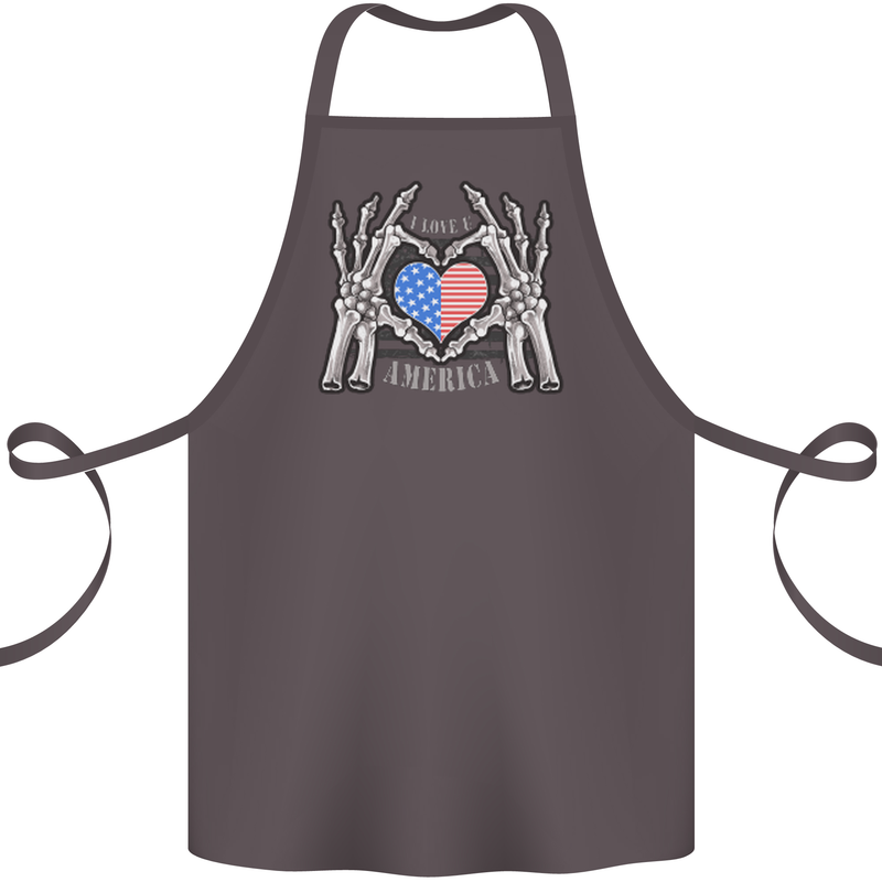 I Love You America 4th of July USA Flag Cotton Apron 100% Organic Dark Grey