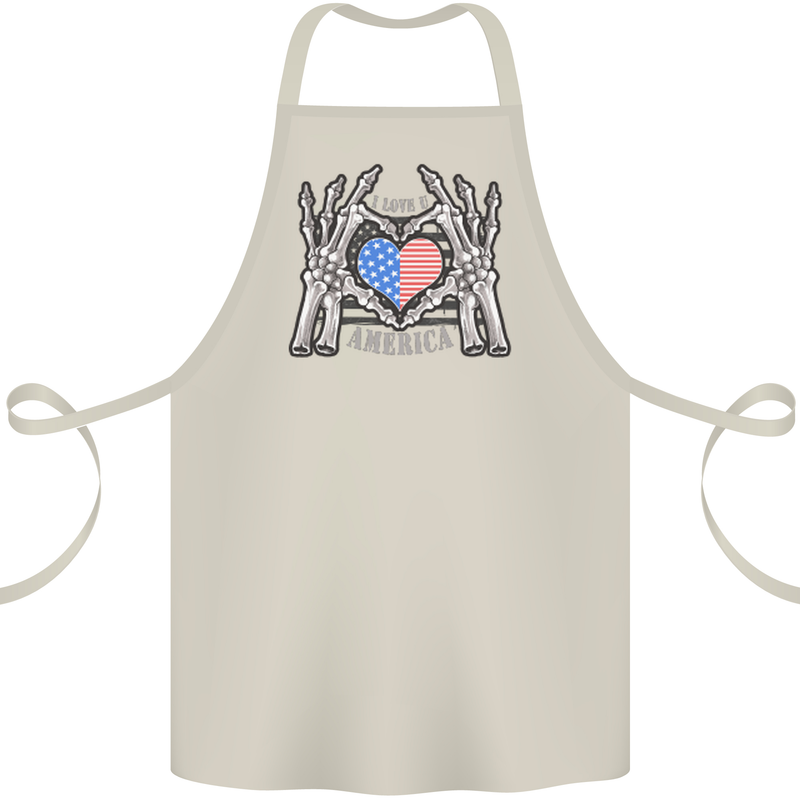 I Love You America 4th of July USA Flag Cotton Apron 100% Organic Natural