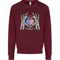 I Love You America 4th of July USA Flag Kids Sweatshirt Jumper Maroon