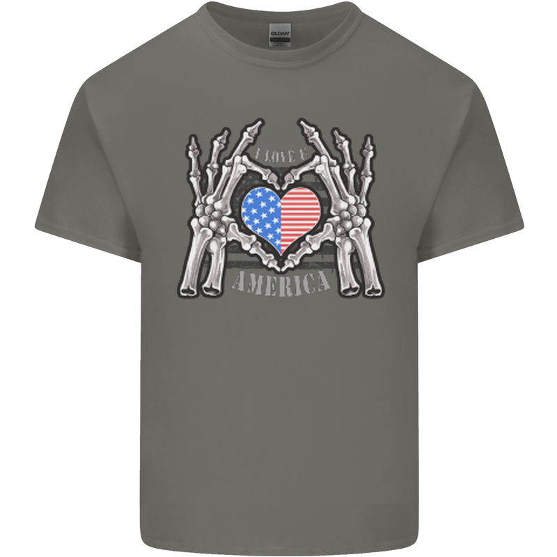 I Love You America 4th of July USA Flag Kids T-Shirt Childrens Charcoal