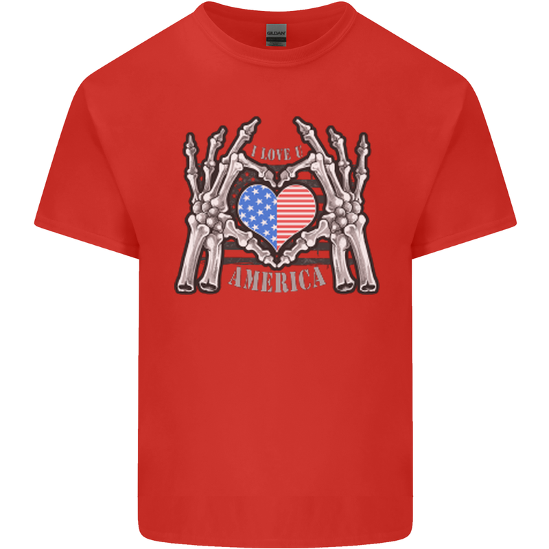 I Love You America 4th of July USA Flag Kids T-Shirt Childrens Red