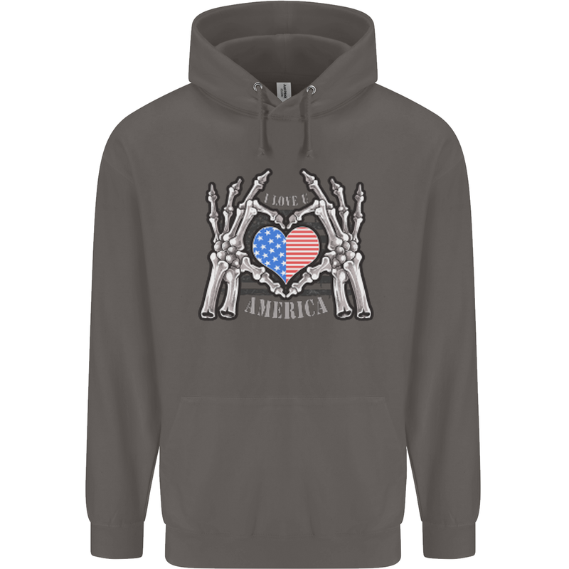 I Love You America 4th of July USA Flag Mens 80% Cotton Hoodie Charcoal