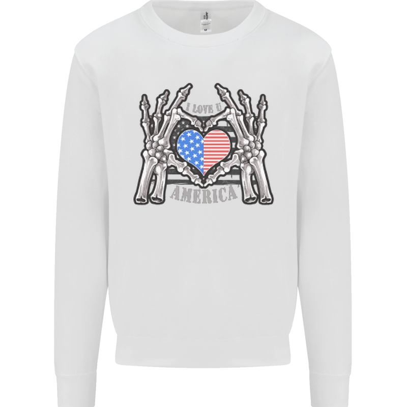 I Love You America 4th of July USA Flag Mens Sweatshirt Jumper White