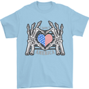 I Love You America 4th of July USA Flag Mens T-Shirt Cotton Gildan Light Blue