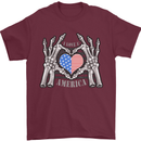 I Love You America 4th of July USA Flag Mens T-Shirt Cotton Gildan Maroon
