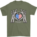 I Love You America 4th of July USA Flag Mens T-Shirt Cotton Gildan Military Green