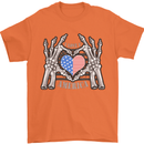 I Love You America 4th of July USA Flag Mens T-Shirt Cotton Gildan Orange
