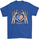I Love You America 4th of July USA Flag Mens T-Shirt Cotton Gildan Royal Blue
