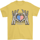I Love You America 4th of July USA Flag Mens T-Shirt Cotton Gildan Yellow