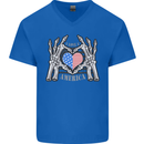 I Love You America 4th of July USA Flag Mens V-Neck Cotton T-Shirt Royal Blue