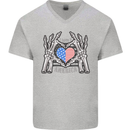 I Love You America 4th of July USA Flag Mens V-Neck Cotton T-Shirt Sports Grey