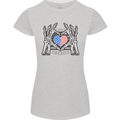 I Love You America 4th of July USA Flag Womens Petite Cut T-Shirt Sports Grey